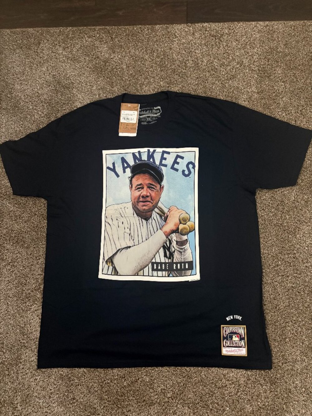 NY Yankees Babe Ruth MLB Collectors Connection Tee by Mitchell & Ness - Size 2X